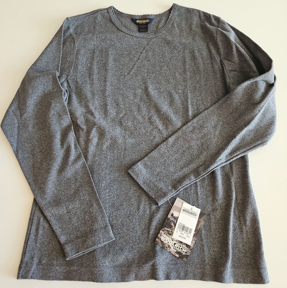Woolrich Women's Charcoal Gray Long Sleeve Crewneck Tee